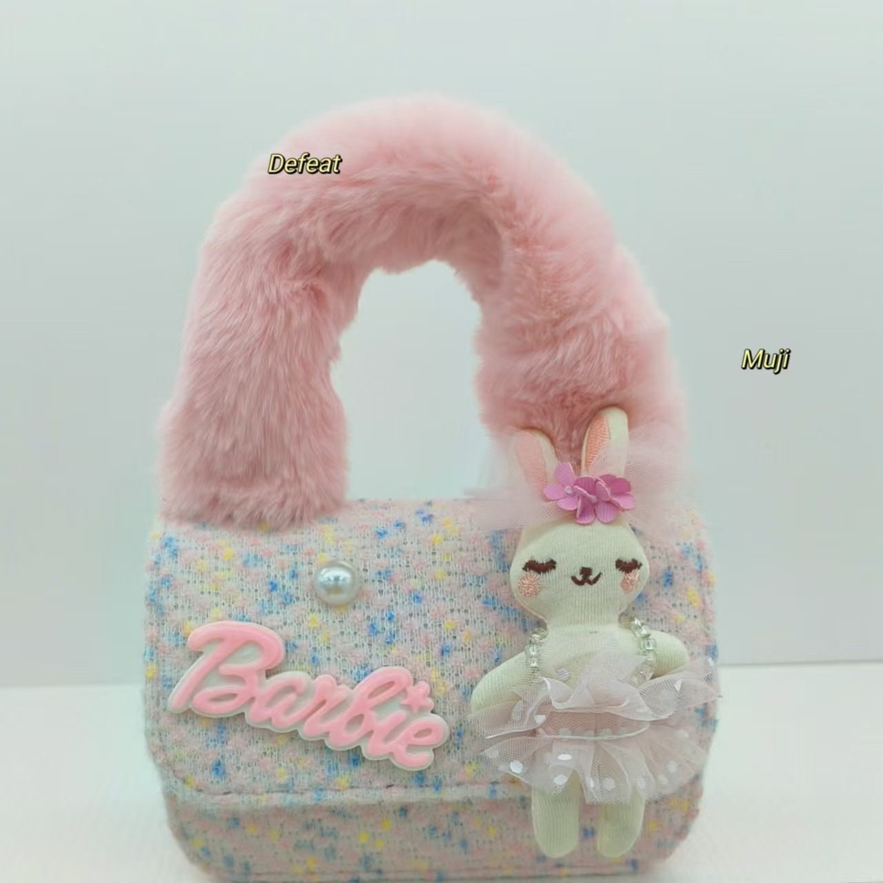 Bonita bolsa de peluche de conejo, bolsa de princesa, bolsa de hombro, bolsa de cinturón, bolsa de cambio, bolsa de accesorios, niña