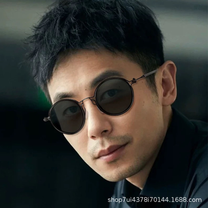 美式复古男士太阳镜个性圆镜框时尚防紫外线墨镜男高级感厂家直销