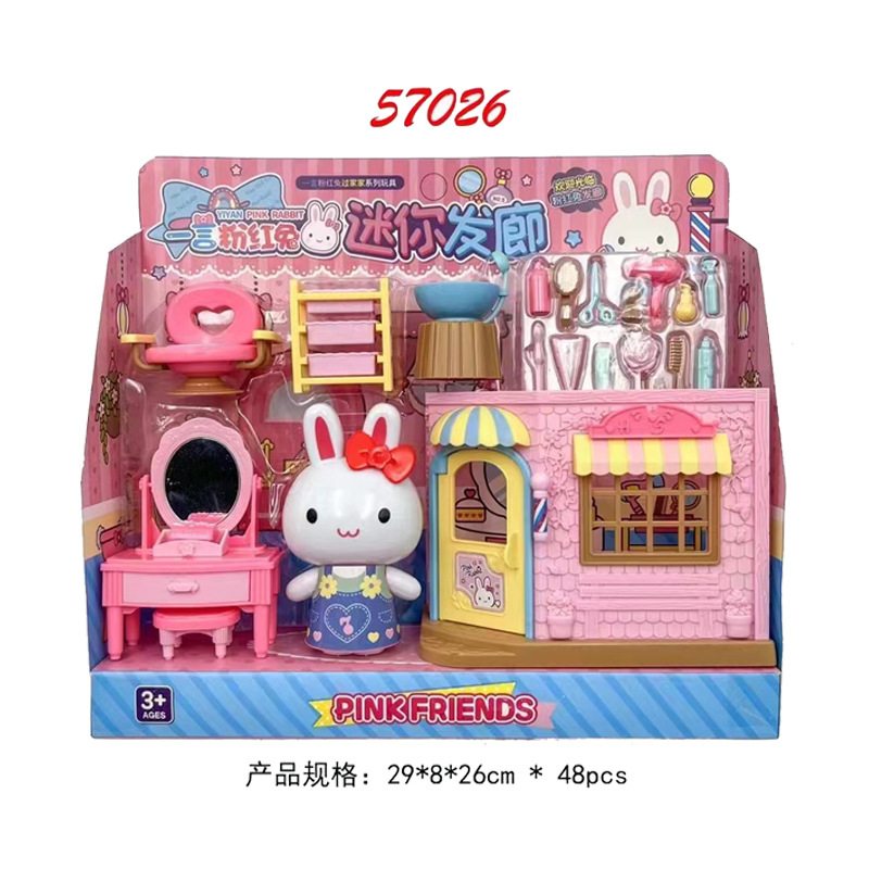 Nuevo YY - 57026 conejo rosa mini salón de peluquería