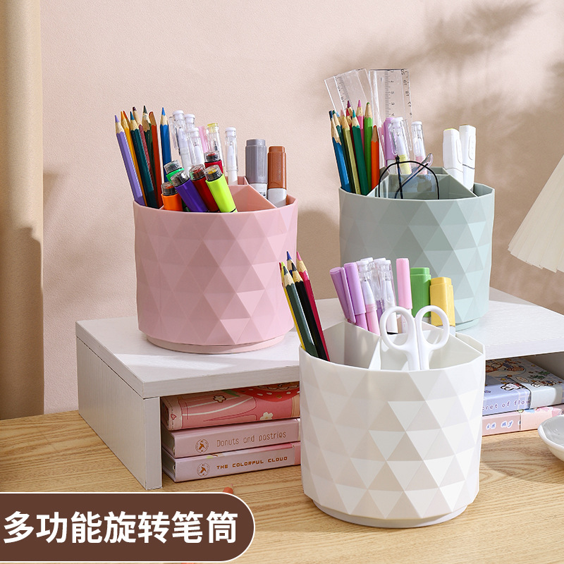 化妆刷收纳桶旋转日式防尘化妆品收纳盒桌面透明美妆刷子笔筒批发