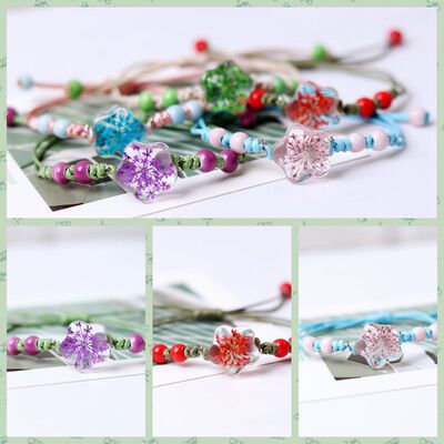 十里桃花干花标本手链永生花手链真花情侣闺蜜礼物多多景区货源|ru