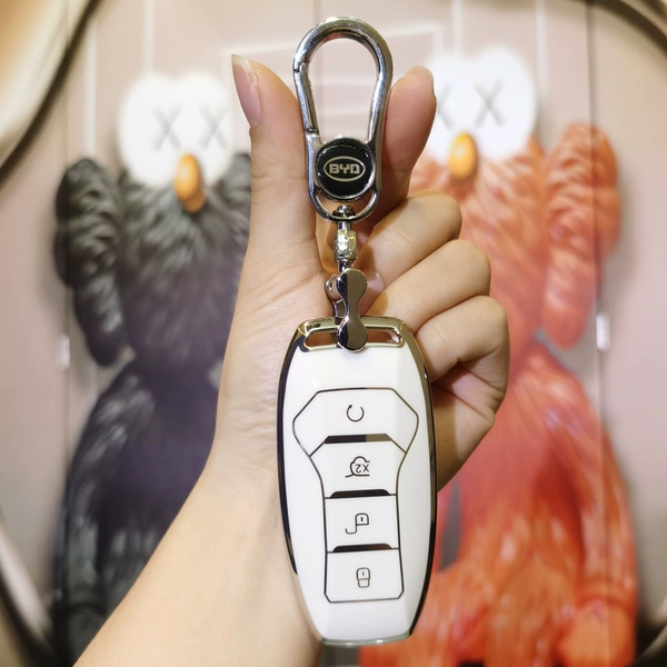 BYD F model smart 4-button: milk white (single shell + metal buckle)