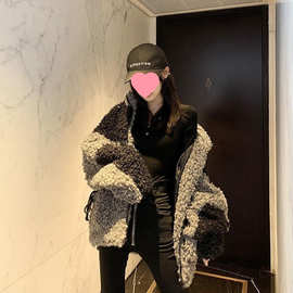 澳洲羊圈绒慵懒风外套女潮冬季颗粒羊羔毛韩版加棉衣加厚大码