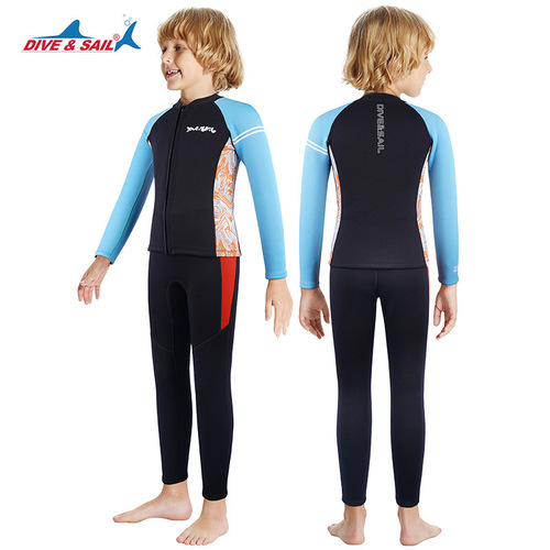 DIVE&SAIL children's split wetsuit 2.5MM long-sleeved warm wetsuit outdoor cold-proof swimming and surfing suit