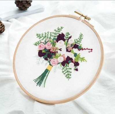 Lu bordado hecho a mano DIY principiante práctica salón pintura decorativa nórdica primaria flores y plantas traje de costura