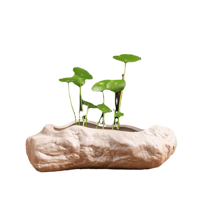Monedero de cobre no poroso de piedra de imitación, maceta de cerámica de tamaño especial, bonsai doméstico, narciso, narciso, utensilios de hidroponía, liquidación al por mayor