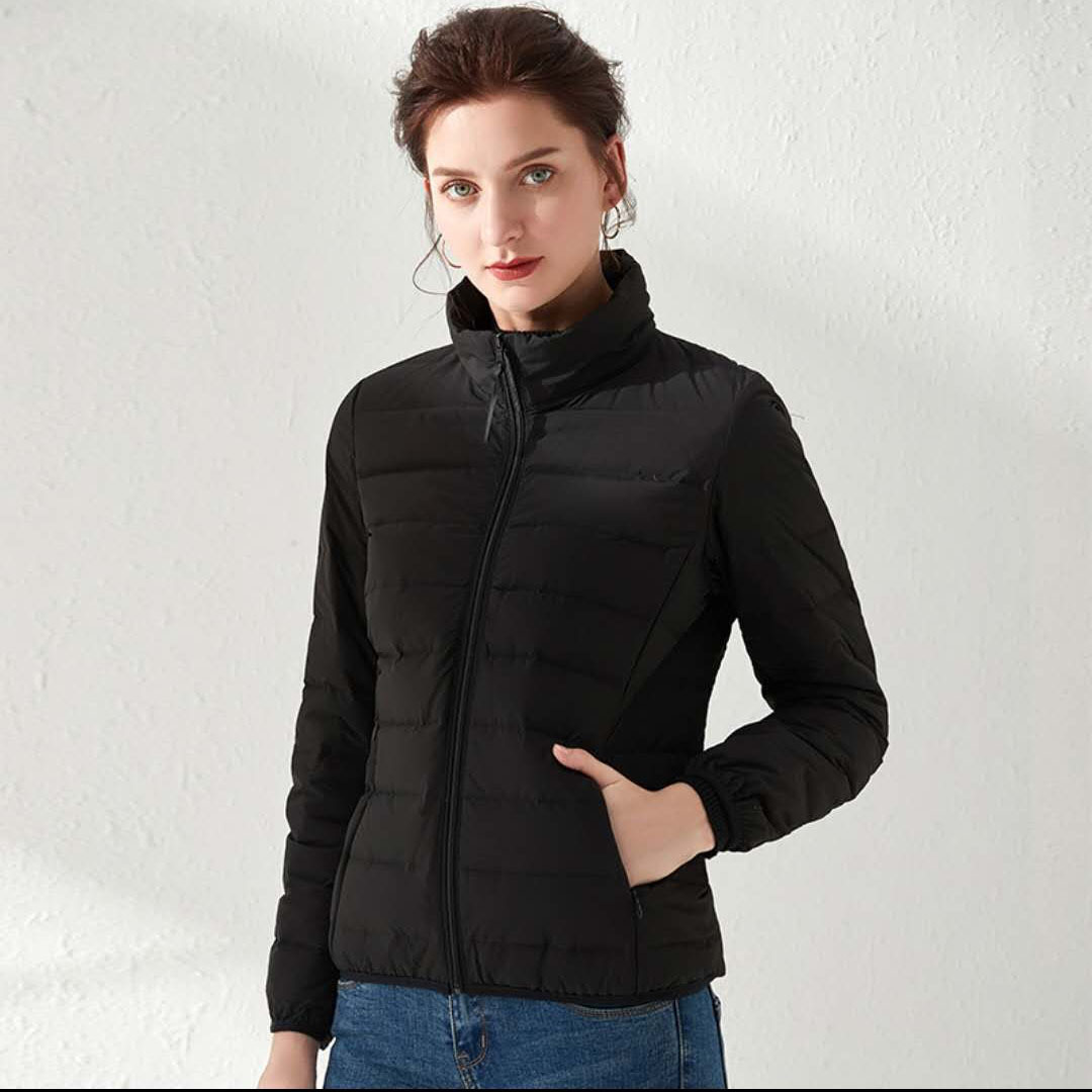 Tik Tok transfronterizo caño invierno plumón chaqueta de mujer ligera corta estilo coreano sin costuras en un tejido de gran tamaño abrigo caliente moda image 11