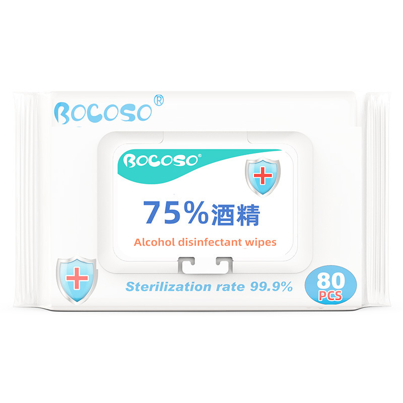 Factory wholesale 75 degree alcohol disinfection wipes 80 pumping large package sterilization hand sterilization household antibacterial portable paper towel