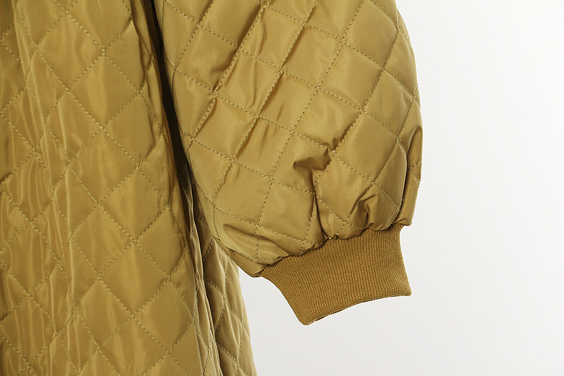 Autumn Winter round Neck Quilted High Waist Loose Dress Cotton Padded Jacket for Women