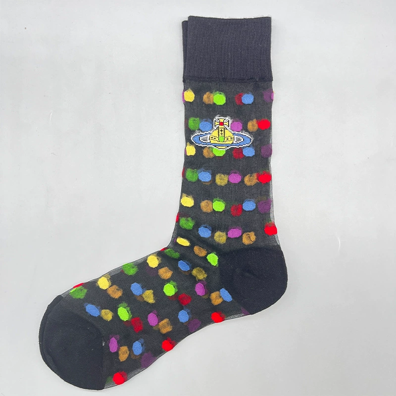 Летние тонкие модные стеклянно-шёлковые колготки с подолом, середина голени, оптовая
