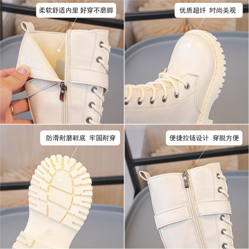 Children's boots, new style, Korean style, England style, high boots, little girl boots, autumn and winter plus velvet princess boots.
