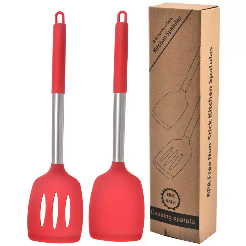 跨境现货收纳桶装小管柄厨具烹饪勺铲套装彩色厨具20件套硅胶厨具