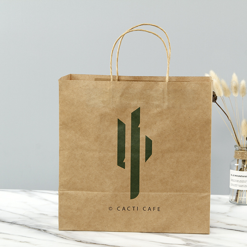 厂家批发牛皮纸手提袋奶茶外卖打包袋广告服装购物纸袋子印刷logo