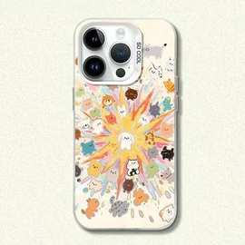 满屏爆炸小狗适用iPhone苹果17promax彩银IMD闪闪创意全包手机壳