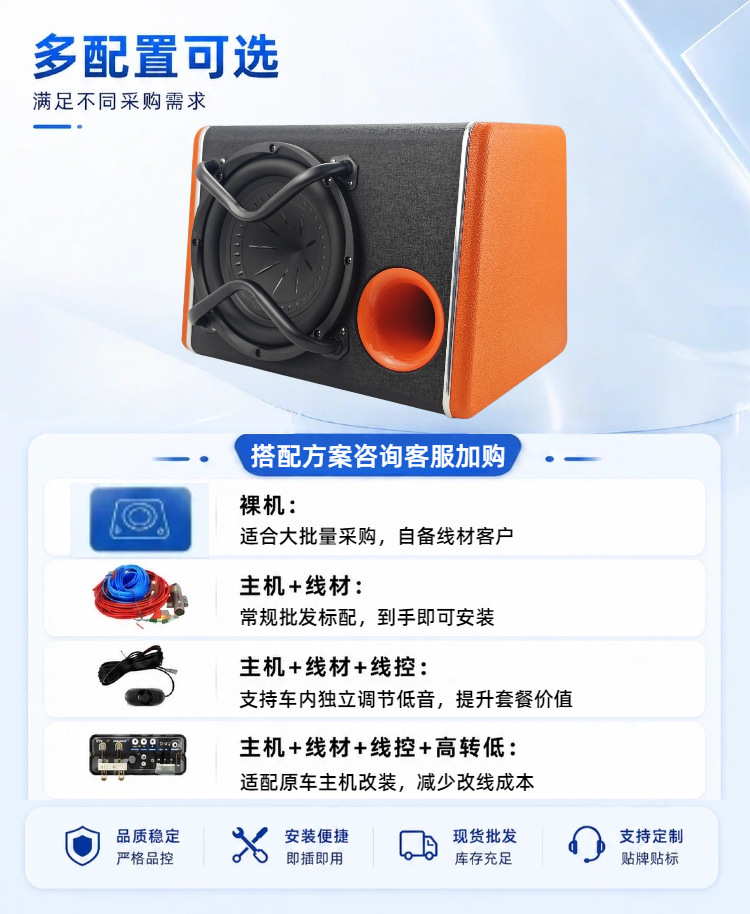 Source Factory Car Active Subwoofer 10inch Trunk Box Subwoofer 12V Super Bass Audio Wholesale Oem