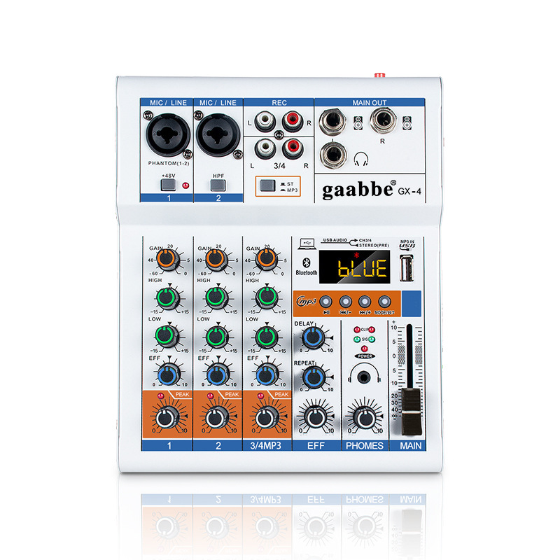 전문 디지털 4 웨이 믹서 마이크 DJ 믹서 단계 블루투스 오디오 스피커 세트 장비