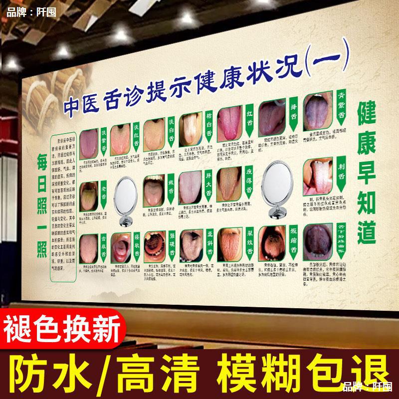 。中医九种体质辨识舌诊挂图人体经络穴位图大挂图艾灸养生馆装饰