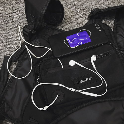 Trendy brand tactical vest bag, light functional style work bag, vest bag, Korean style fashionable multi-functional outer wear chest bag for men