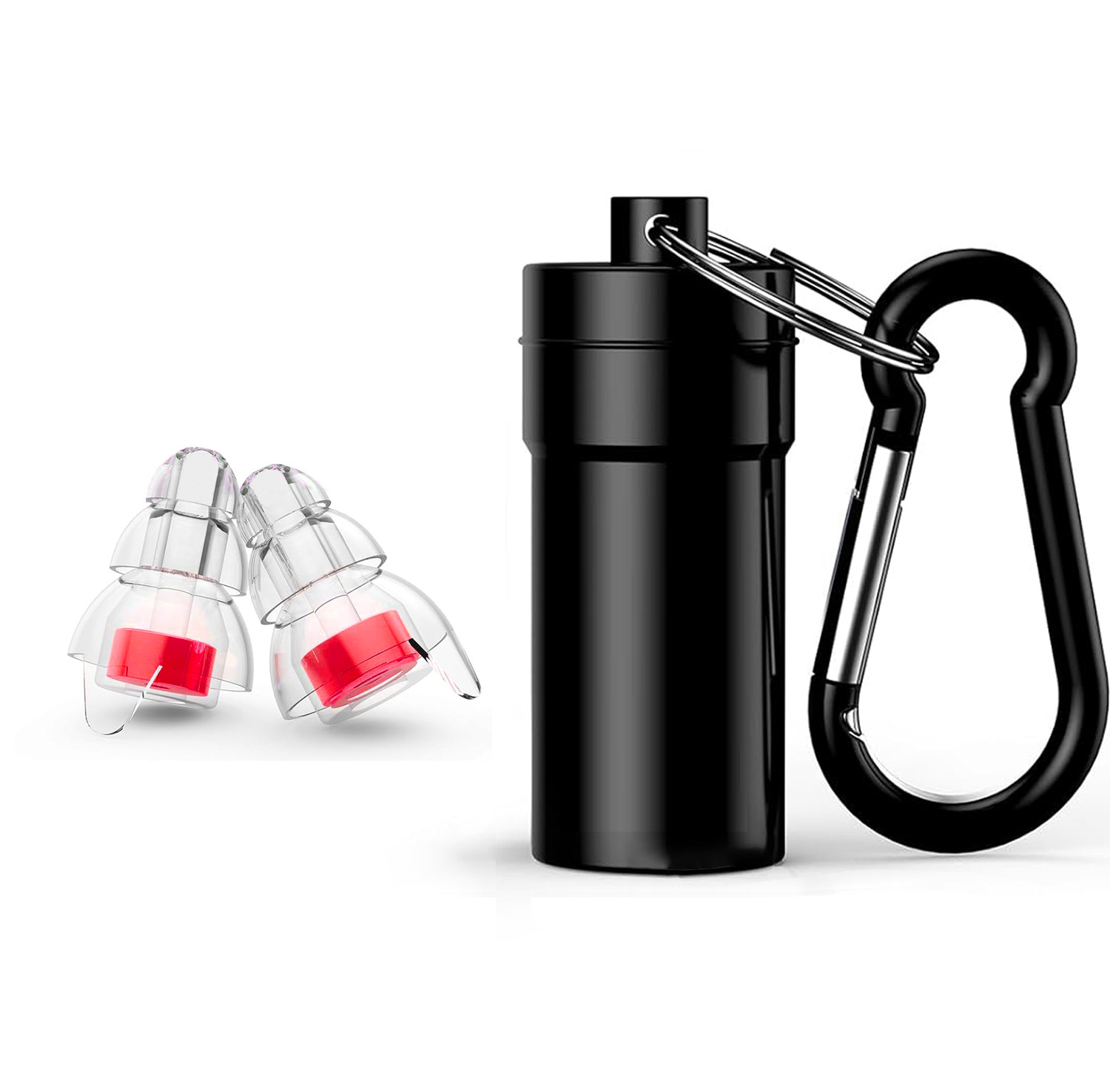 빨간색 귀마개 + 검정색 알루미늄 병