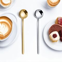 クリエイティブステンレス304金色の小さなスプーン家庭用の長い柄の氷スプーンステンレスのデザートコーヒー蜂蜜攪拌スプーン