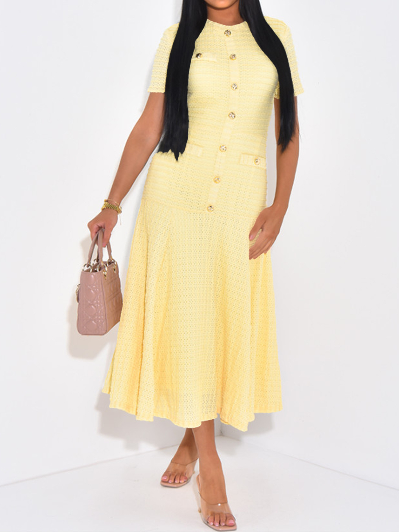 Women's Elegant Short-Sleeve Maxi Dress