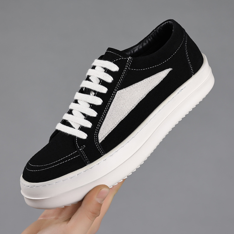 Ro zapatos de hombre de cuero respirado nicho de moda casual zapatos de hombre zapatos de pan americano zapatos de hombre con suela gruesa