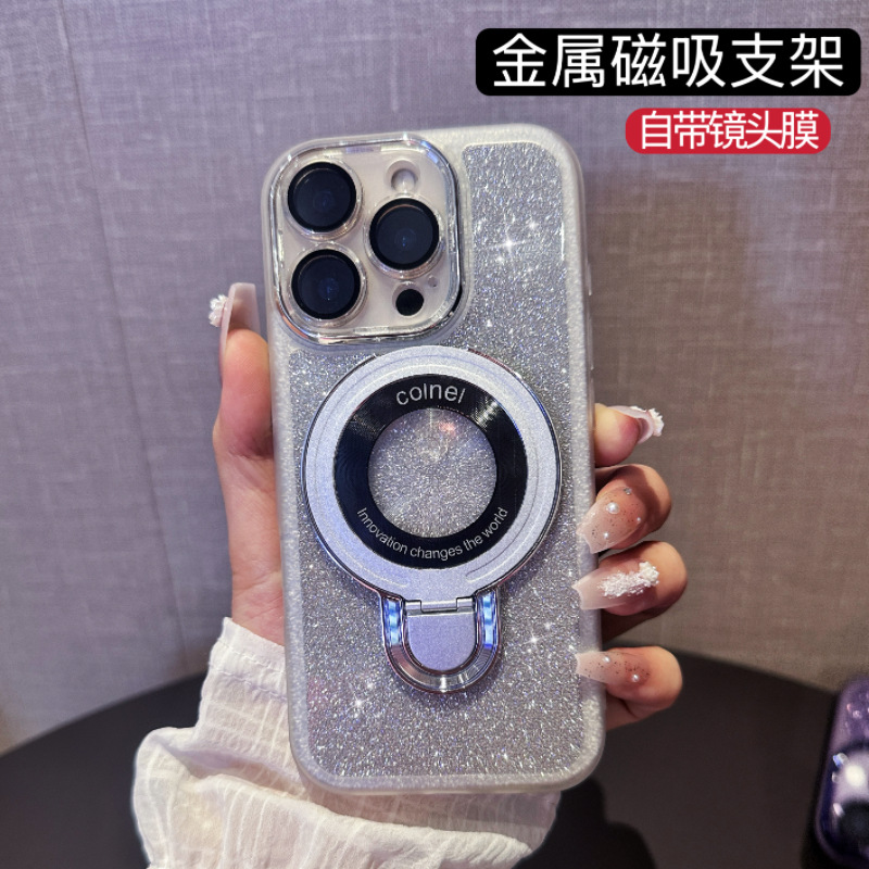 磁吸支架适用vivoY5005G手机壳y300pro全包防摔y200i闪粉女款外壳