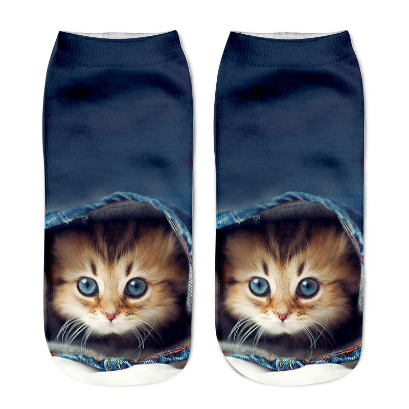 Unisex Fashion Cat Polyester Cotton Polyester Handmade Ankle Socks A Pair display picture 4