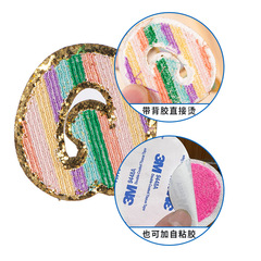 White Night Shift Colorful English Alphabet Gold Edge Glitter Bag Accessories Patch Computer Embroidery Fabric Patch