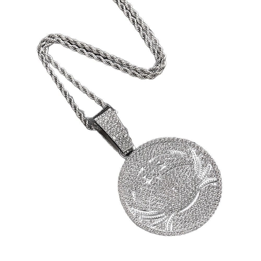 Hip hop transfronterizo nuevo collar de diamantes de aleación redonda collar de cadena de hip hop cubano fabricantes de collares de hombre