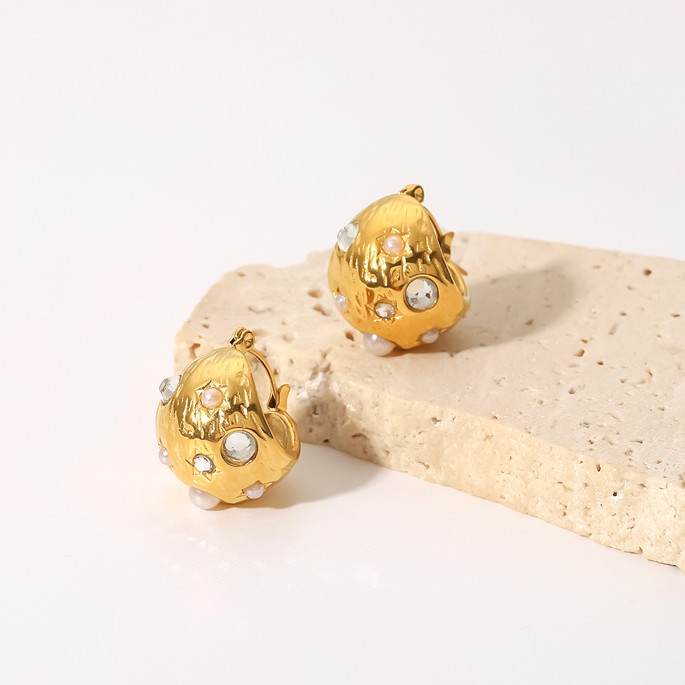 Simple Style Geometric Stainless Steel Earrings Gold Plated Pearl Stainless Steel Earrings