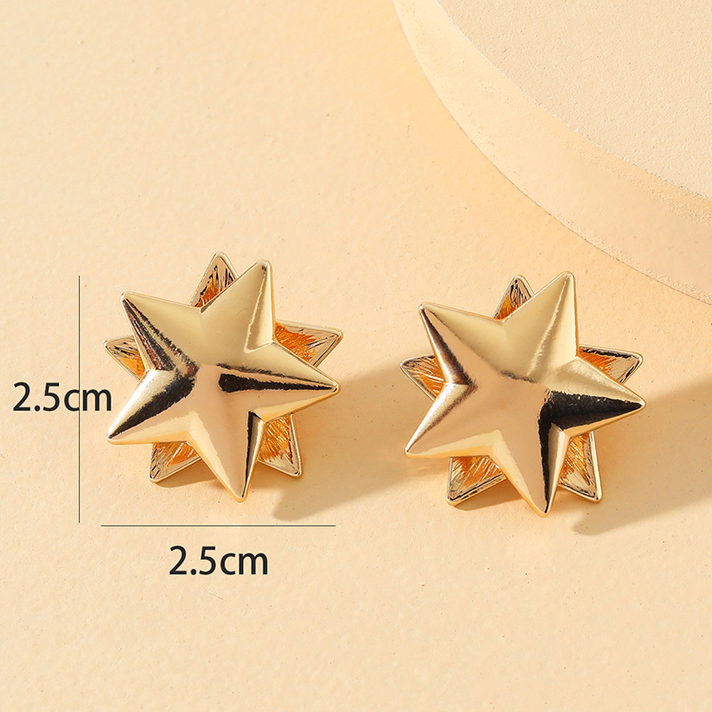 Pendientes Europeos De Cinco Estrellas Pendientes De Moda De Nicho Irregular display picture 4