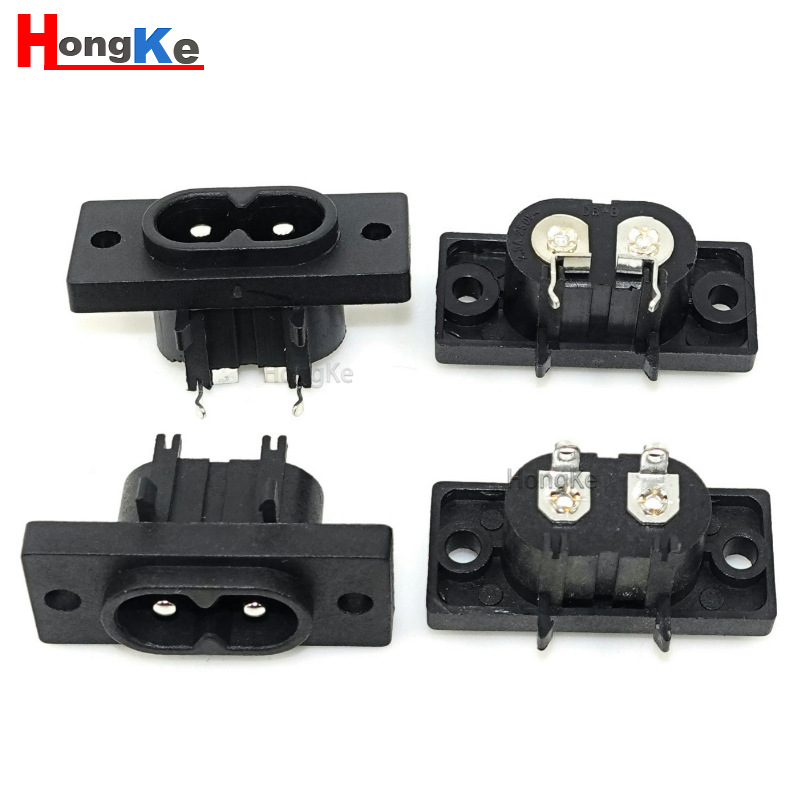 直销AC8字插座 35*15带固定孔实心弯脚全铜八字尾插座 AC008 DB-8