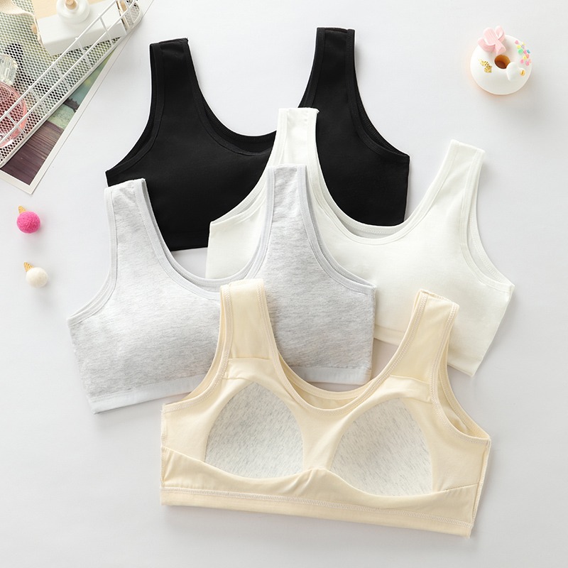 Women's Korean-style push-up, shock-resistant, wire-free bra with fixed cups—perfect for young girls, enhancing smaller busts while making larger chests appear more balanced.