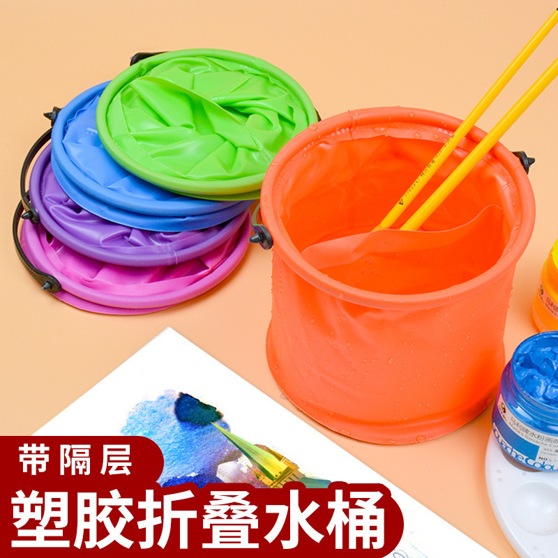 Small Portable Folding Water Bucket for Washing Pens, Plastic Children's Art Painting Bucket, Collapsible Paint Bucket, Fishing Bucket