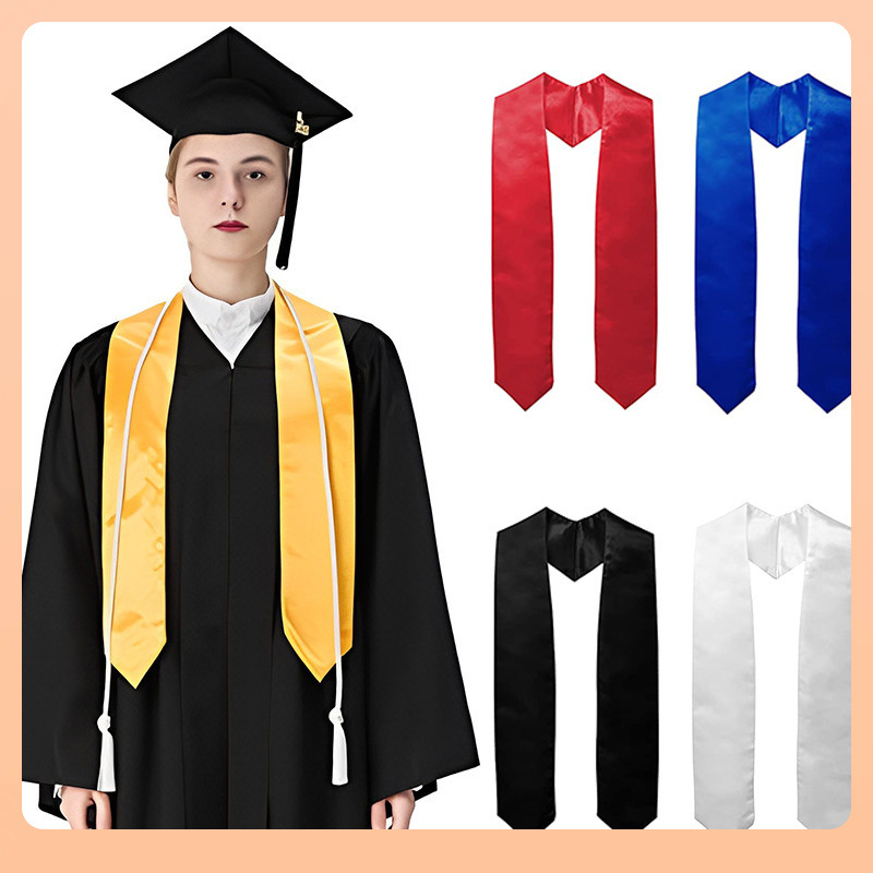 High School University Graduation Season Sash礼仪 Belt Pure Color Graduation Ceremony Belt Honor Award Silk Sash