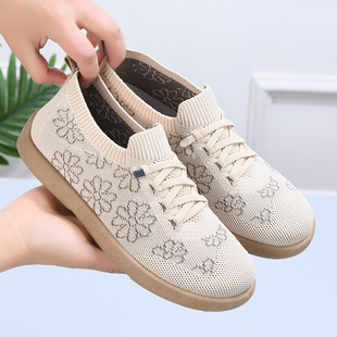 Shoes Women's Summer New Vintage German Training Shoes Breathable Slip-on Casual Single-layer Shoes Embroidered Lace-up All-match sneaker