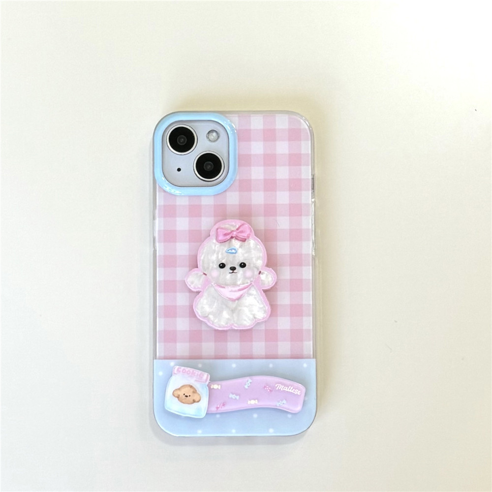 Perro tridimensional lindo a cuadros fresco para iPhone14 funda para teléfono móvil 15ProMax Apple 13/12 hembra 14P