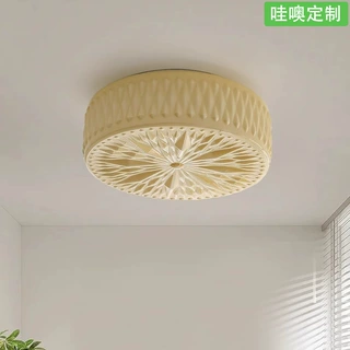 【哇噢】中古奶白色卧室吸顶灯法式复古风怀旧风艺术雕刻玻璃灯具