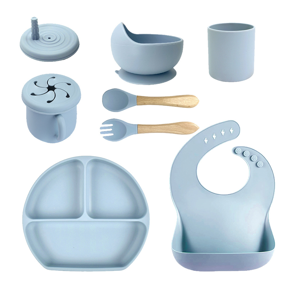 Cuenco de alimentos complementarios para bebés, vajilla de silicona, plato de entrenamiento sonriente, plato de ventosa grande, comida de silicona para niños