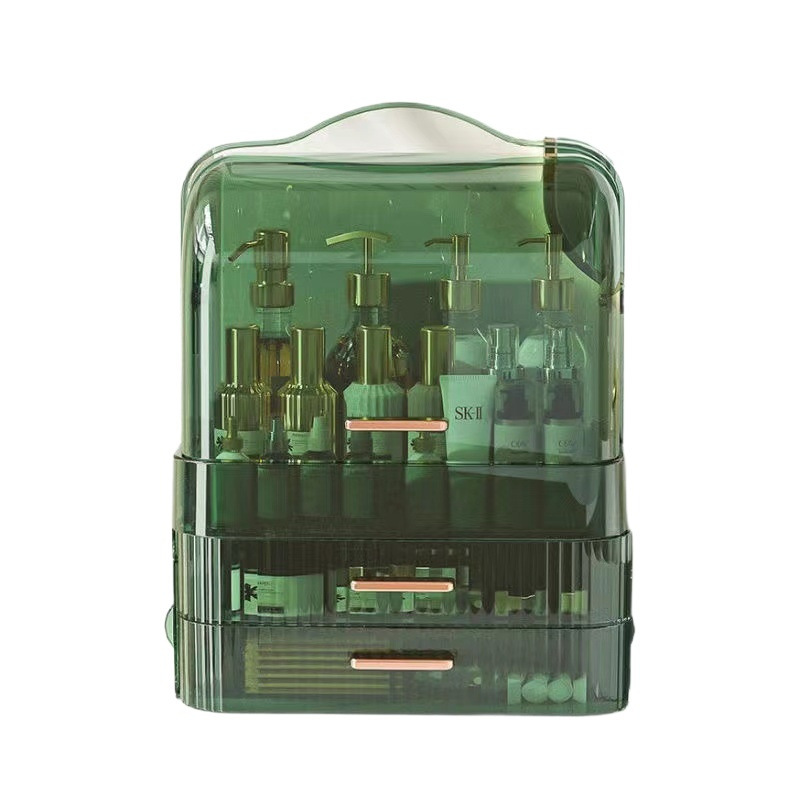 Caja de almacenamiento de cosméticos de red, caja de almacenamiento multifuncional para productos de cuidado de la piel tipo cajón de gran capacidad