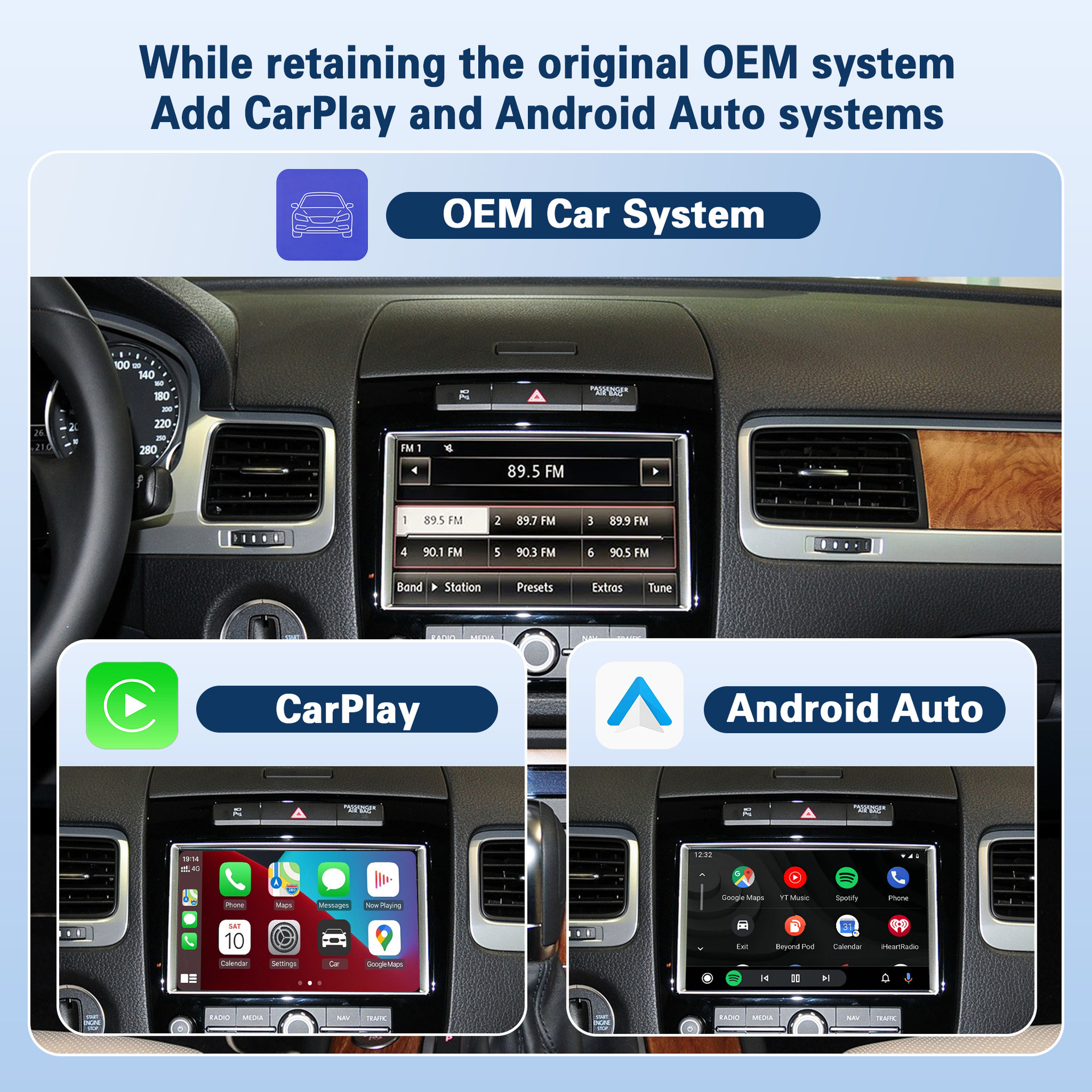 Cross-border wireless CarPlay/hicar compatible with Volkswagen Touareg/MIB system original car screen upgrade decoder