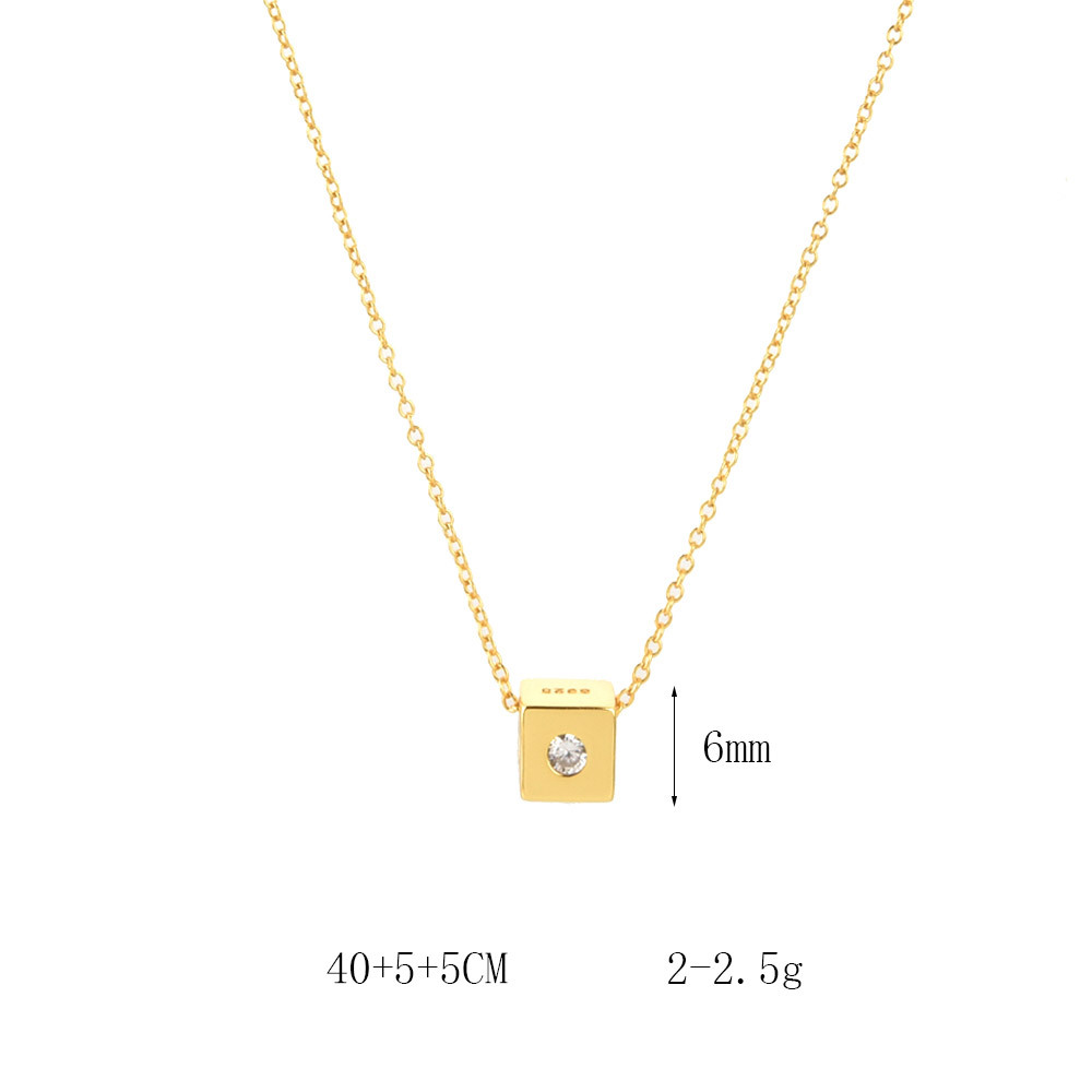 Simple Style Square Sterling Silver Plating Inlay Zircon 18k Gold Plated White Gold Plated Necklace display picture 1