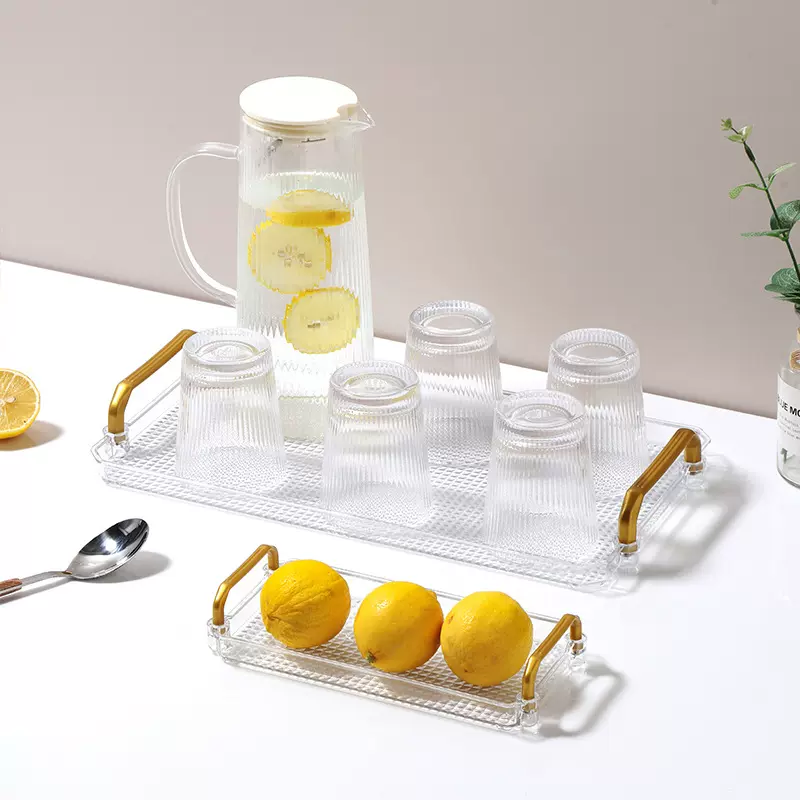 透明亚克力托盘塑料ins风轻奢创意圆形水果盘家用客厅杯子茶水盘