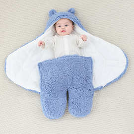 婴儿睡袋宝宝冬天外出襁褓新生儿分脚式襁褓加绒保暖抱被