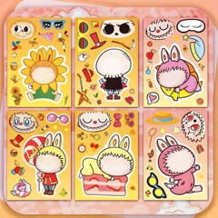 人気のラブブ着せ替えステッカー、子供向けクリエイティブパズル、粘着式、ネット有名人ラブブパズル、楽しい手作り