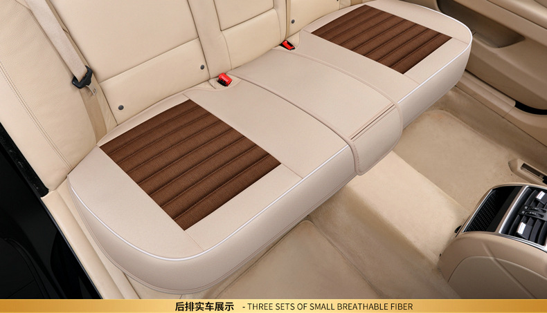 Driver and Passenger Spring and Summer Seat Cover Single Piece Linen Backless Three-Piece Set Four-Season Universal Car Seat Cushion