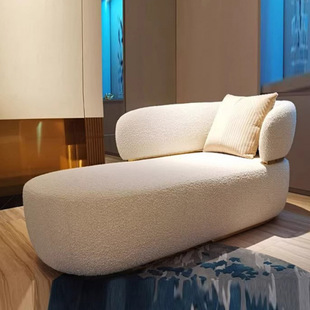 Cream-Style Light Luxury Internet Celebrity New Chaise Lounge Beauty Couch Villa Bedroom Chaise Lounge Living Room Lamb Velvet Fabric Luxury