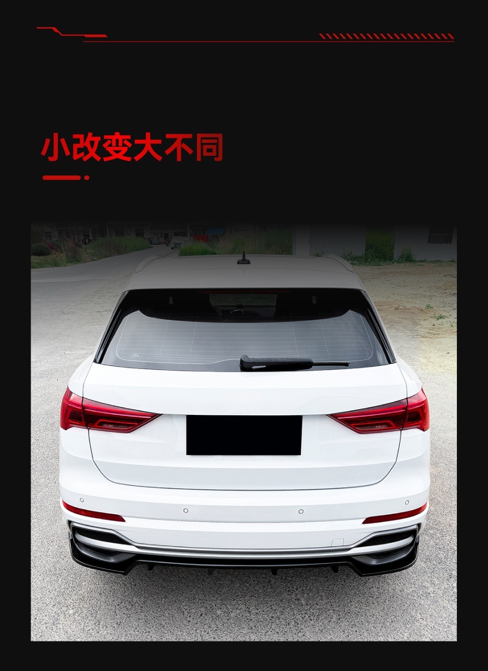Suitable for 2019+ Audi Q3 F3 Sline Suv Models, Dedicated Rear Lip Spoiler Surround for Cross-Border Modification