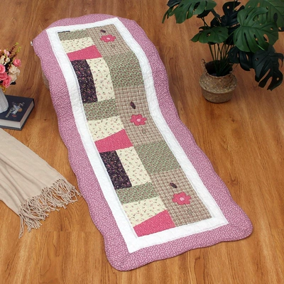 Avtomobil döşəmə paspasları – Quilted Anti-Slip Patchwork Living Room - pink-edged-red-flowers-bedside-mat-or-car-mat-for-rear-seat-50x135cm